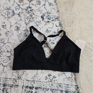 Auden Unlined Bralette Black Bra Strappy Large NWT